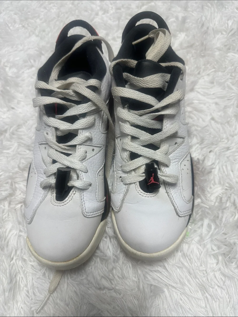 Jordan Kids White and Black Basketball Sneakers with Red Jumpman